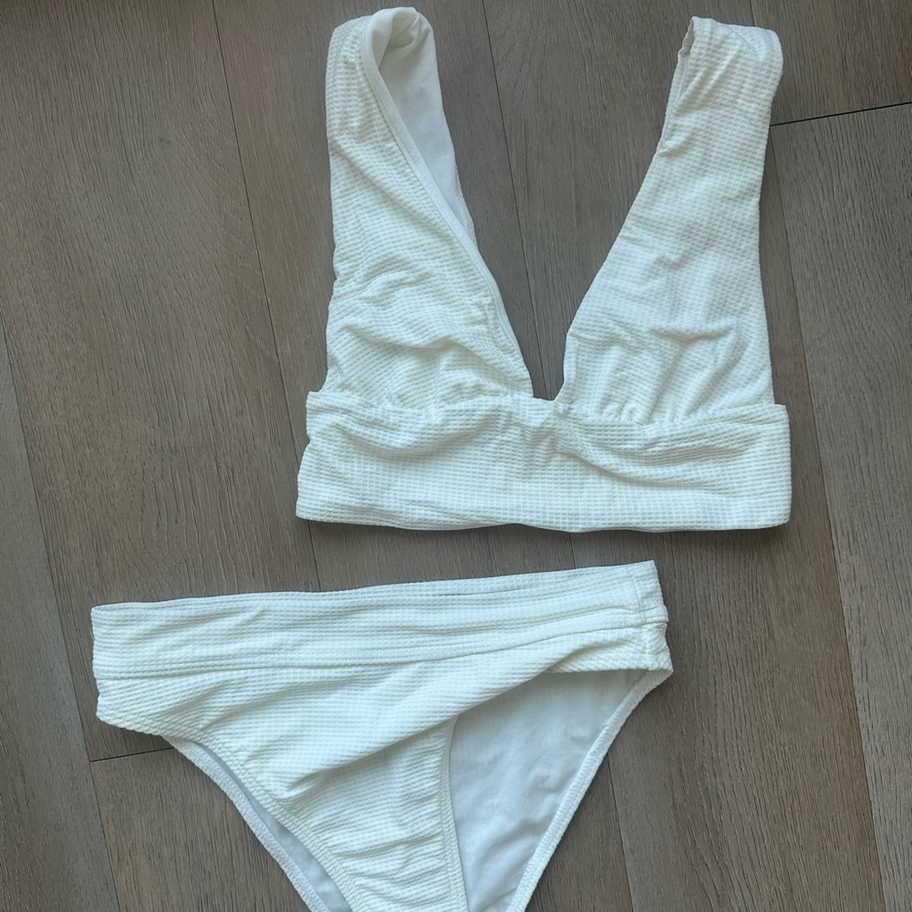 Billabong White Textured Bikini Set